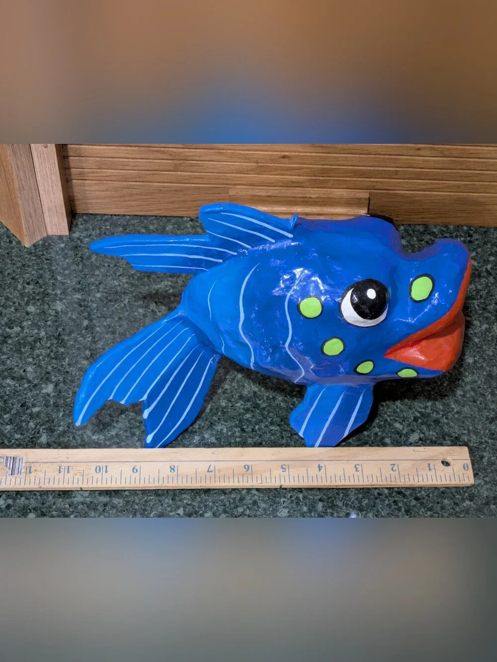 Paper Mache 3 Large Colorful Fish. Beautiful Decorative Set. EUC
